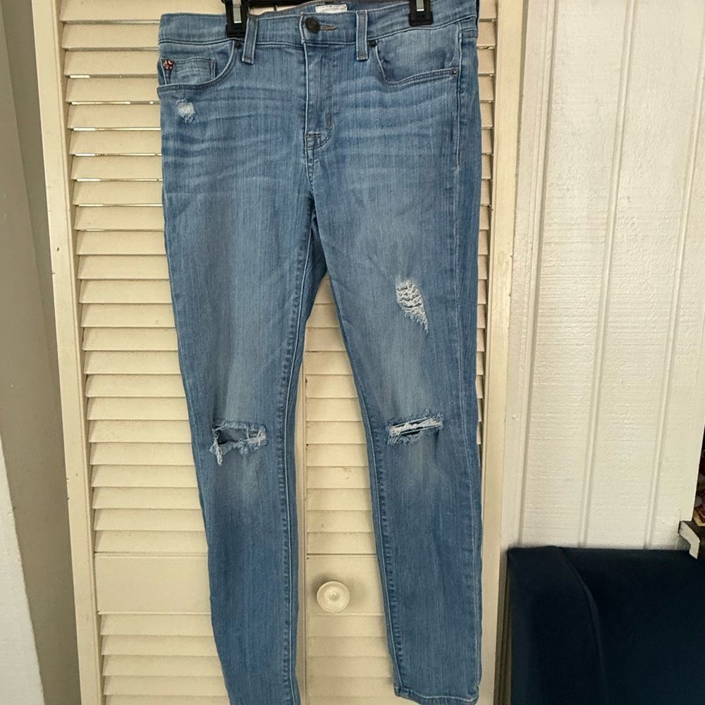 Hudson Jeans Blue Skinny Distressed Denim